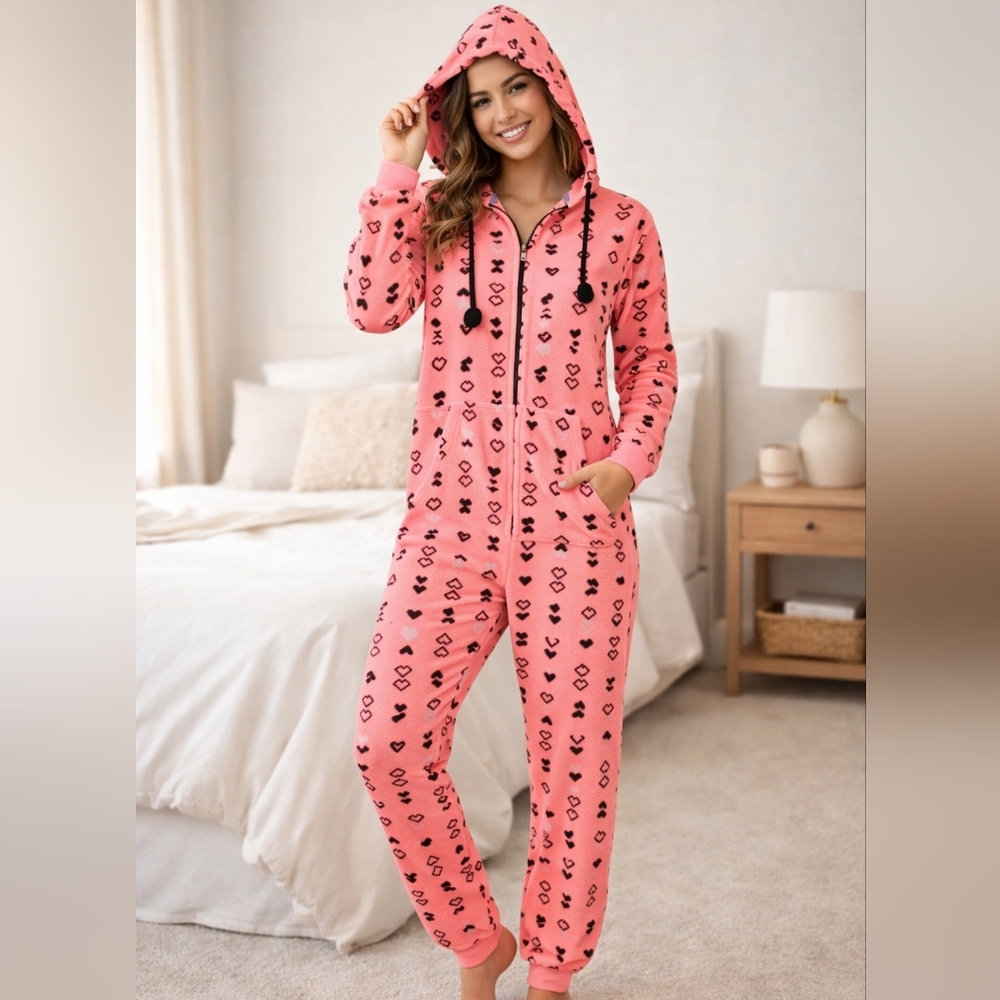 SO Pink Heart Print Women's Onesie